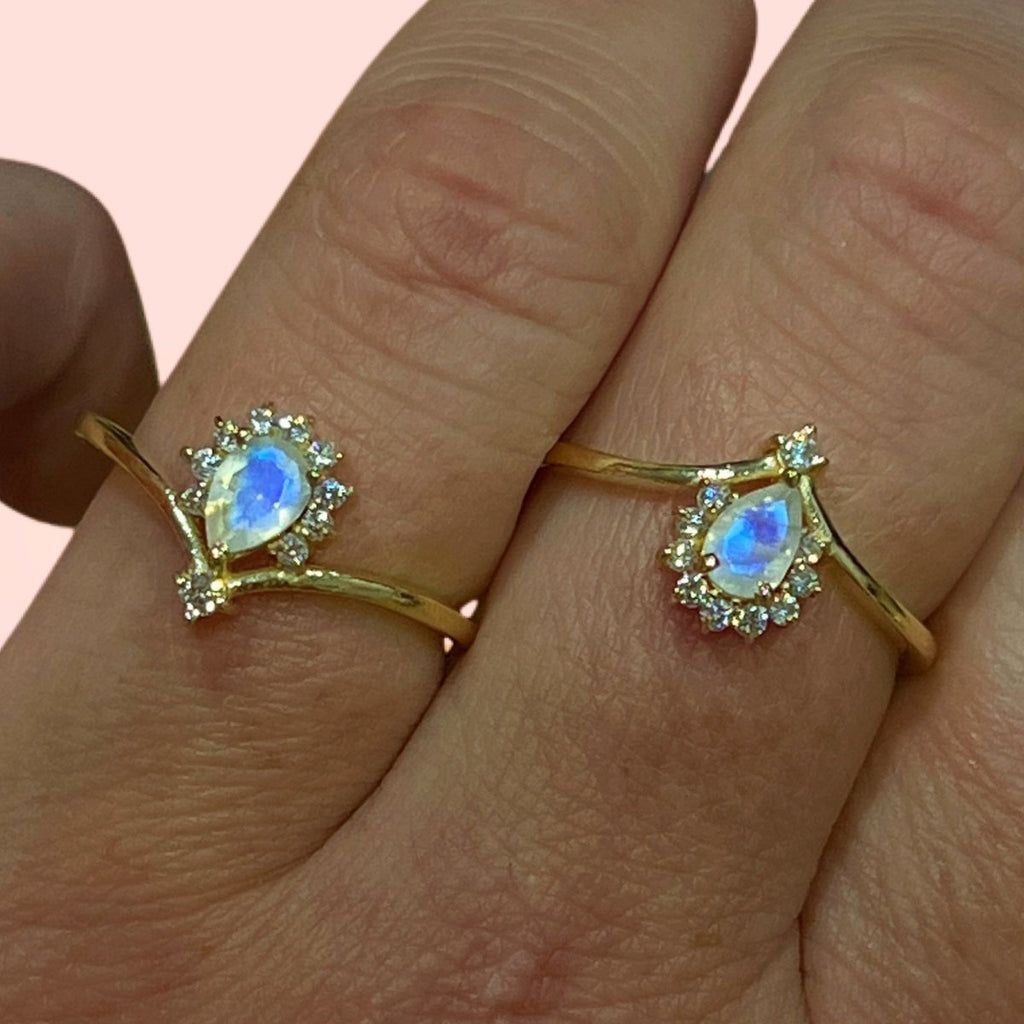 Gold Moonstone Ring- Laihas Petite Pixie Ring -LBD Australia