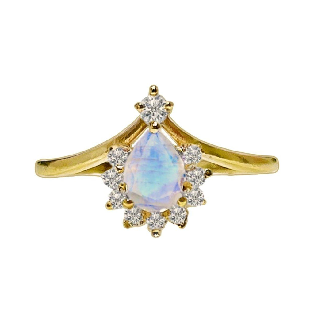 Gold Moonstone Ring- Laihas Petite Pixie Ring -LBD Australia