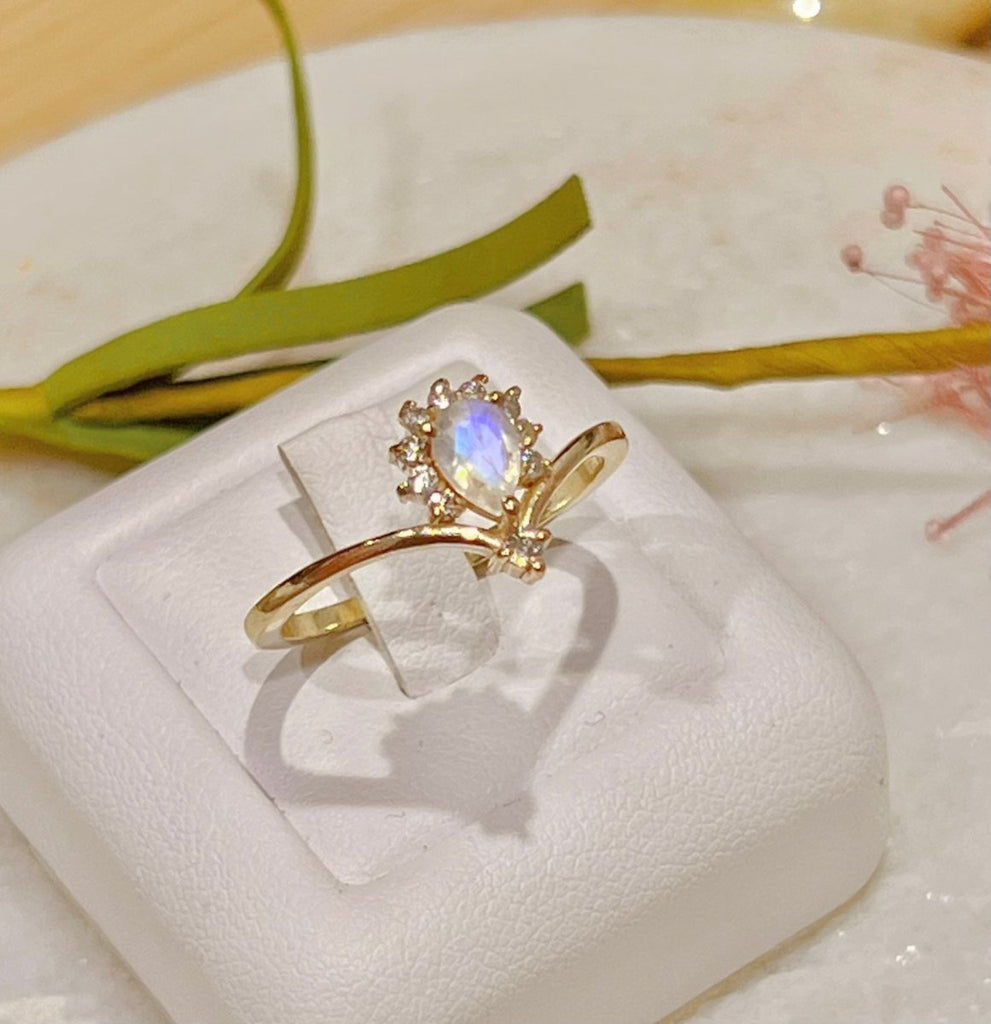 Gold Moonstone Ring- Laihas Petite Pixie Ring -LBD Australia