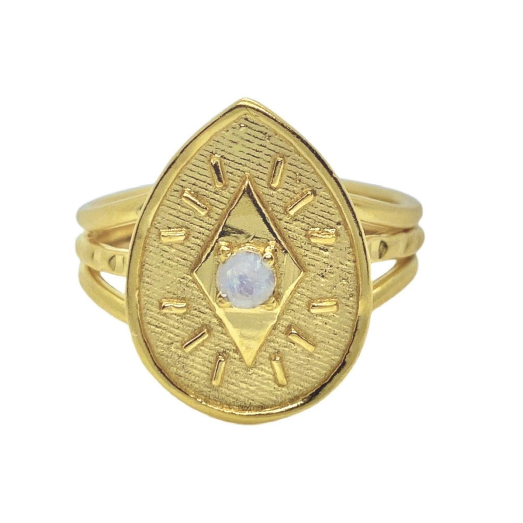 Gold Moonstone Ring- Prestige Sparkle -LBD Australia