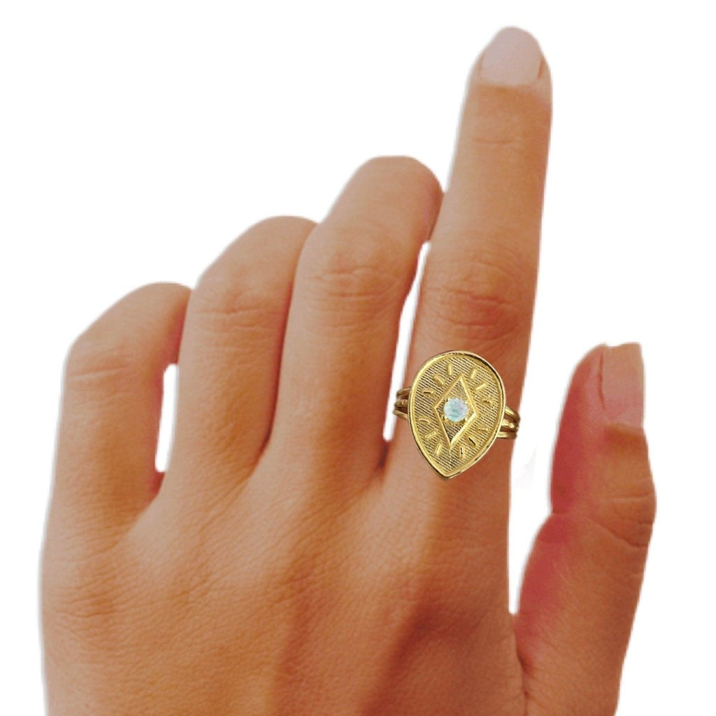 Gold Moonstone Ring- Prestige Sparkle -LBD Australia