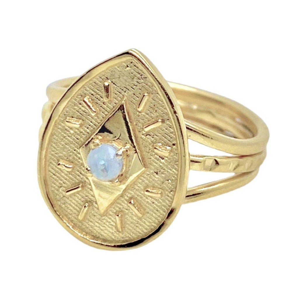 Gold Moonstone Ring- Prestige Sparkle -LBD Australia