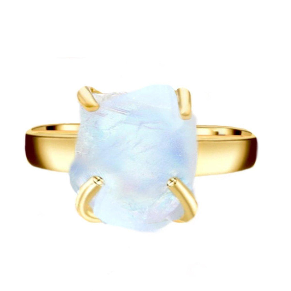 Gold Moonstone Ring -Raw Moonstone Crystal Ring L.B.D -LBD Australia