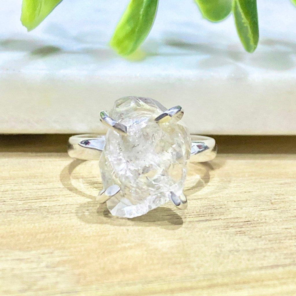 HERKIMER Diamond Ring -Raw Herkimer Crystal Ring L.B.D -LBD Australia