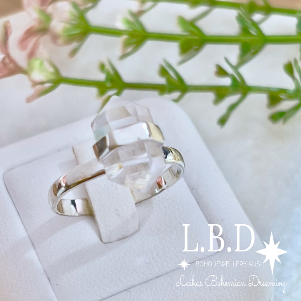 Laihas Crystal Kindness Clear Quartz Ring Gemstone Sterling Silver Ring Laihas Bohemian Dreaming -L.B.D