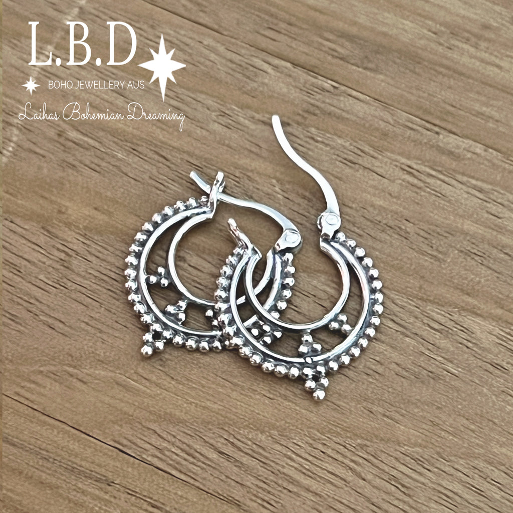 Laihas Prestige Sterling Silver Little Gypsy Hoop Earrings Sterling Silver Earrings Laihas Bohemian Dreaming -L.B.D