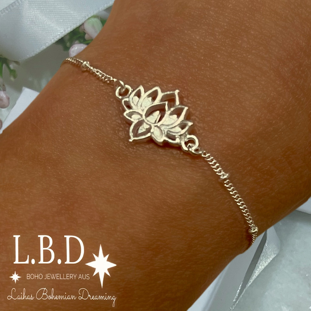 Laihas Lotus Flower Sterling Silver Bracelet Sterling Silver Bracelet Laihas Bohemian Dreaming -L.B.D