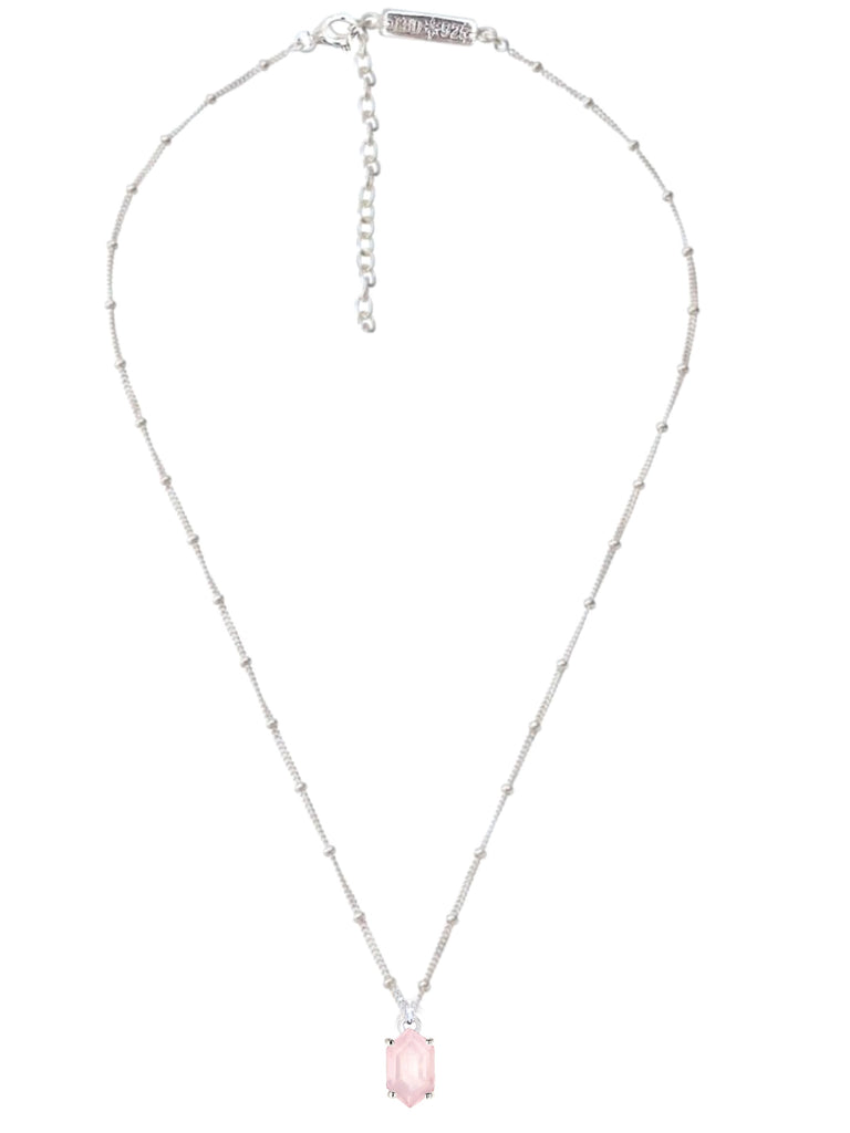 Laihas Mini Hex Crystal Rose Quartz Necklace Gemstone Sterling Silver necklace Laihas Bohemian Dreaming -L.B.D