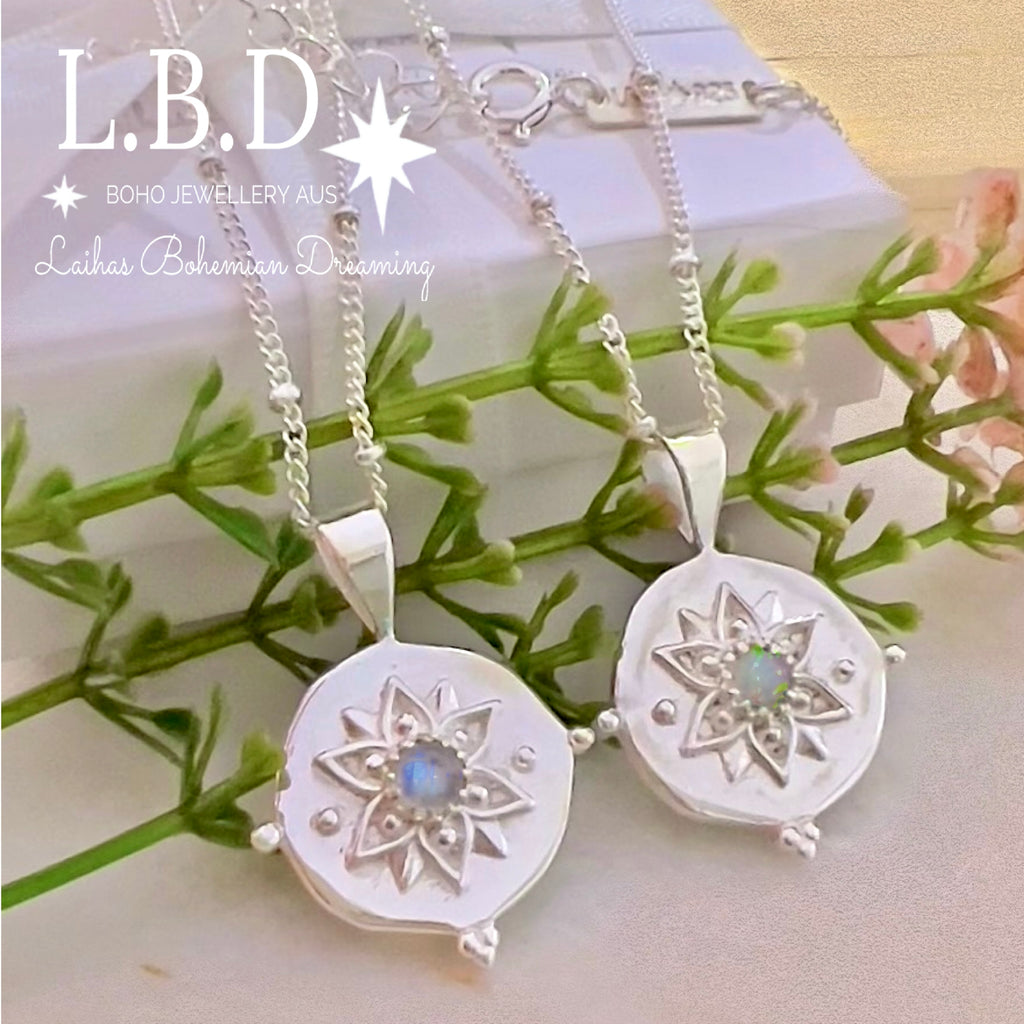 Laihas Intricate Vera May Sterling Silver Boho Necklace- Moonstone Necklace Gemstone Sterling Silver necklace Laihas Bohemian Dreaming -L.B.D