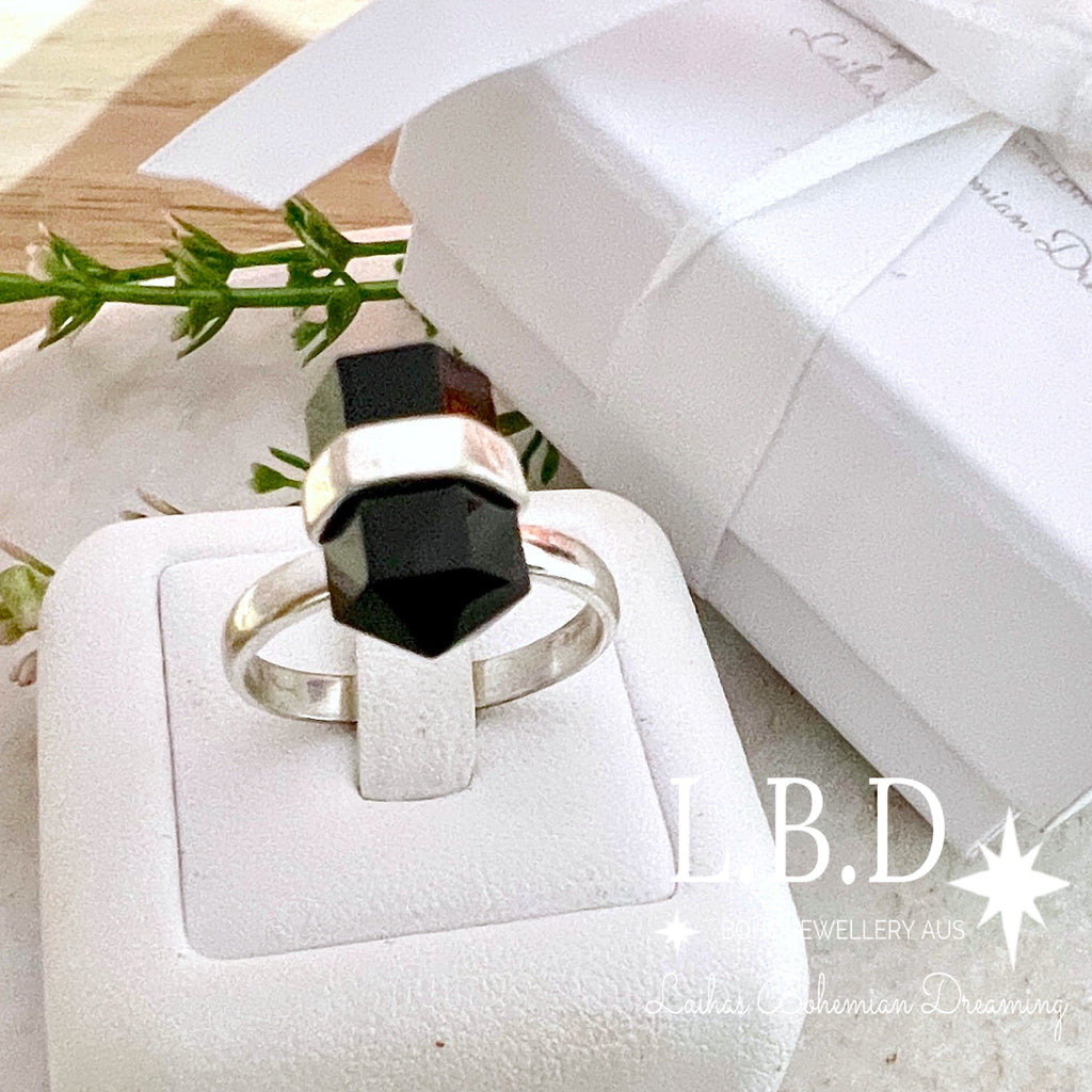 Laihas Crystal Kindness Onyx Ring Gemstone Sterling Silver Ring Laihas Bohemian Dreaming -L.B.D