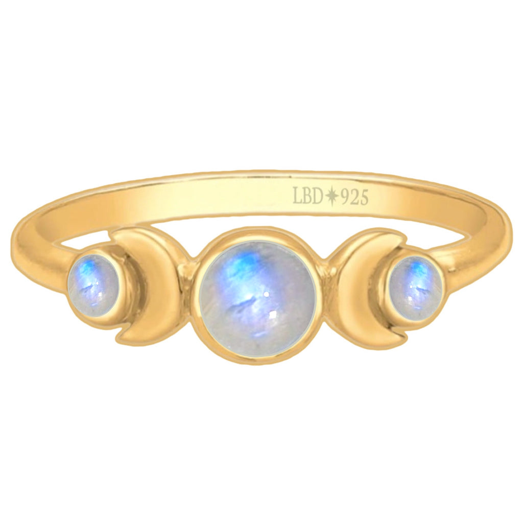 Laihas Moon Tribe Crystal Gold Moonstone Ring Gold gemstone Ring Laihas Bohemian Dreaming -L.B.D