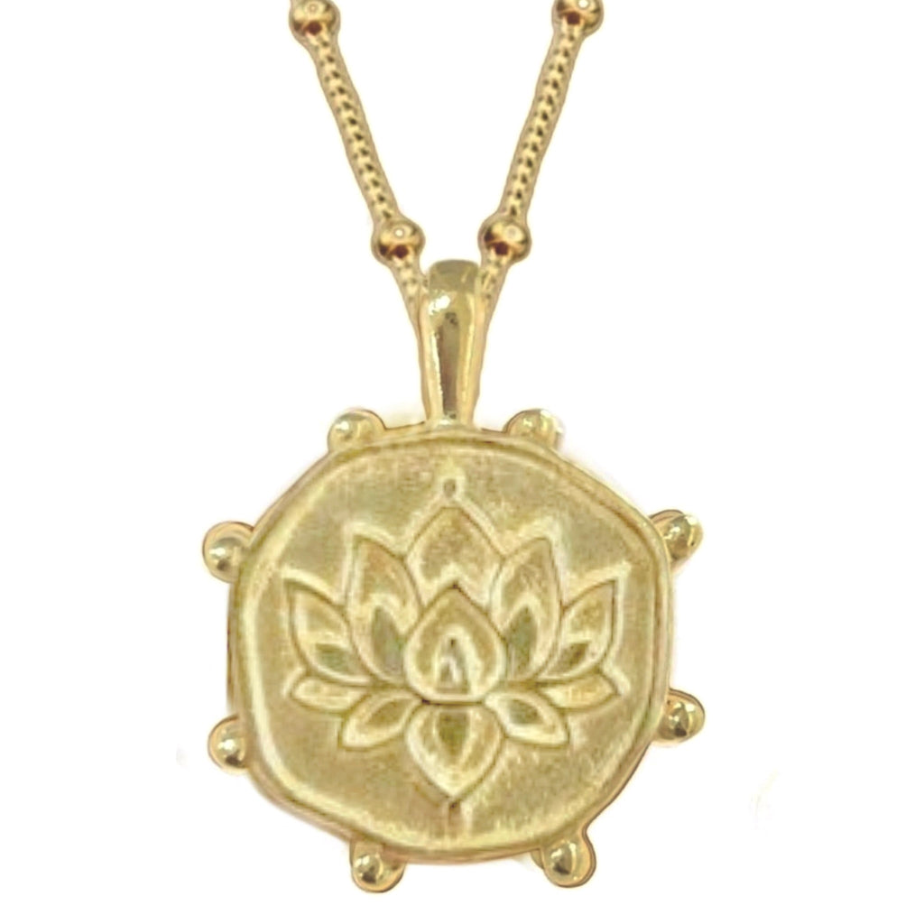 Laihas Perfectly Imperfect Lotus Flower Gold Necklace Gold Necklace Laihas Bohemian Dreaming -L.B.D