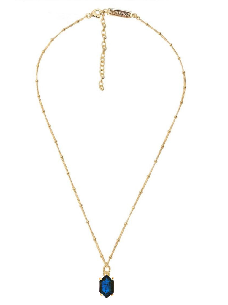 Laihas Mini Hex Crystal Gold Labradorite Necklace Gold Gemstone Necklace Laihas Bohemian Dreaming -L.B.D