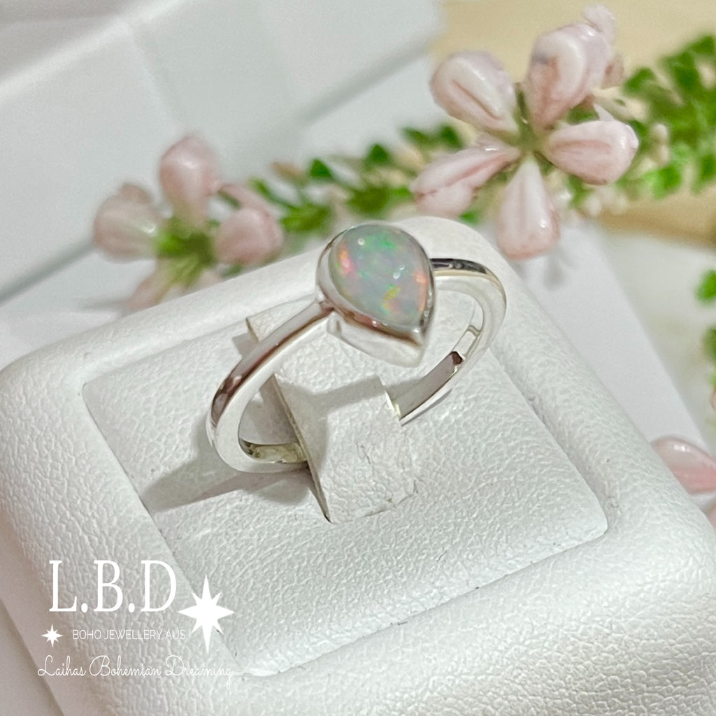 Laihas Mini Tearing Spirit Genuine Opal Ring Gemstone Sterling Silver Ring Laihas Bohemian Dreaming -L.B.D