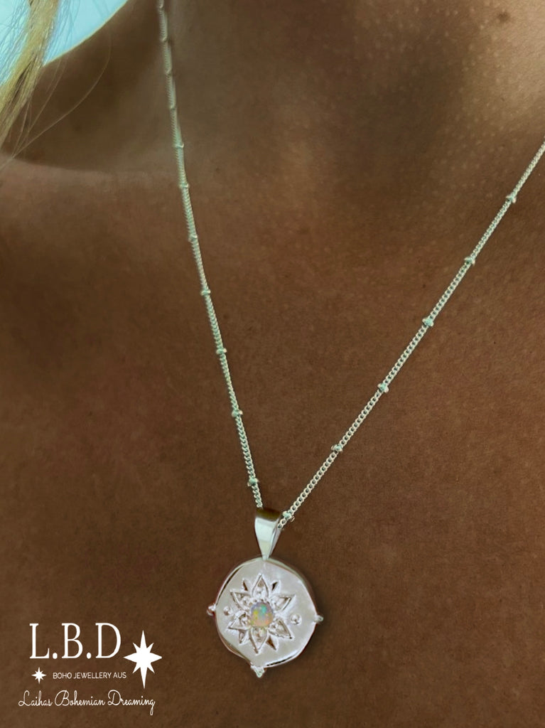 Laihas Intricate Vera May Sterling Silver Boho Necklace-Opal Necklace Gemstone Sterling Silver necklace Laihas Bohemian Dreaming -L.B.D