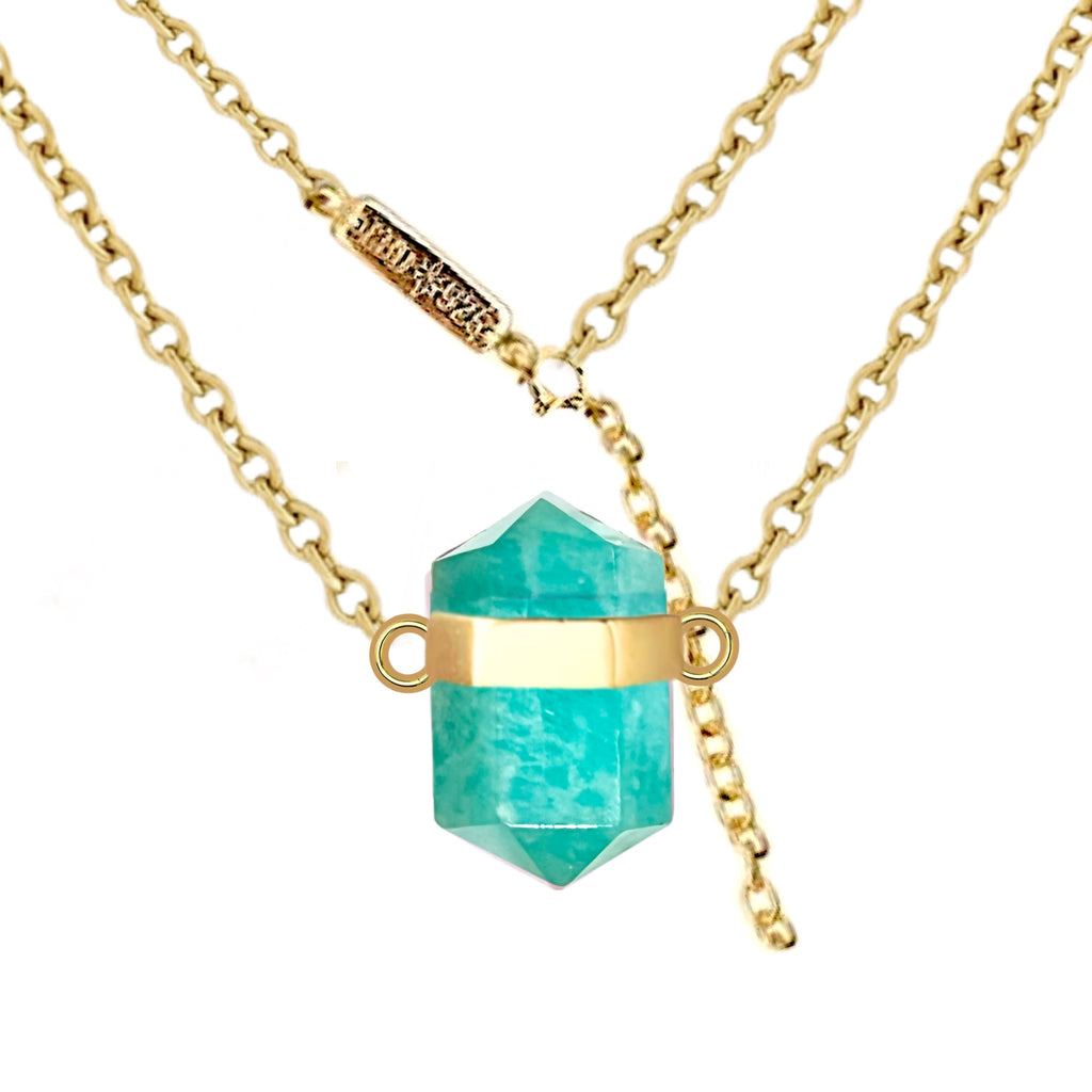 Laihas Crystal Kindness Gold Amazonite Necklace Gold Gemstone Necklace Laihas Bohemian Dreaming -L.B.D