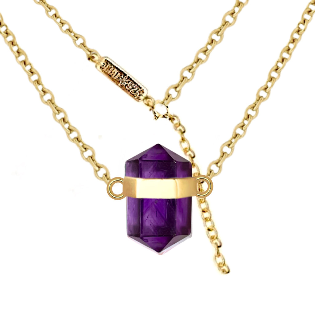 Laihas Crystal Kindness Gold Amethyst Necklace Gold Gemstone Necklace Laihas Bohemian Dreaming -L.B.D