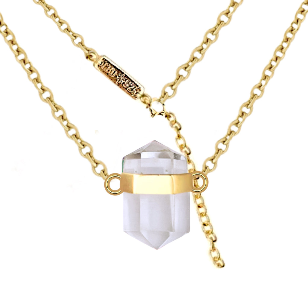 Laihas Crystal Kindness Gold Clear Quartz Crystal Necklace Gold Gemstone Necklace Laihas Bohemian Dreaming -L.B.D