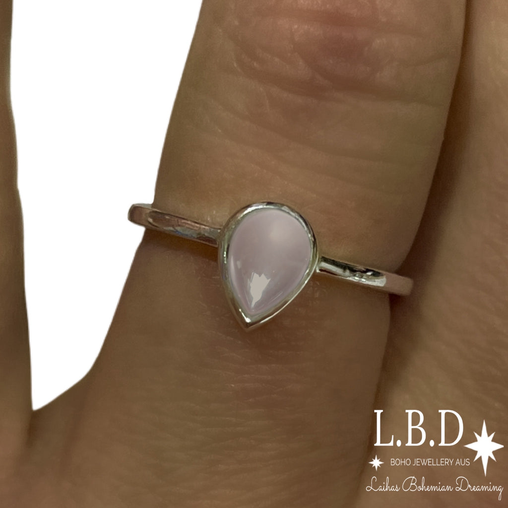 Laihas Mini Tearing Spirit Rose Quartz Ring Gemstone Sterling Silver Ring Laihas Bohemian Dreaming -L.B.D