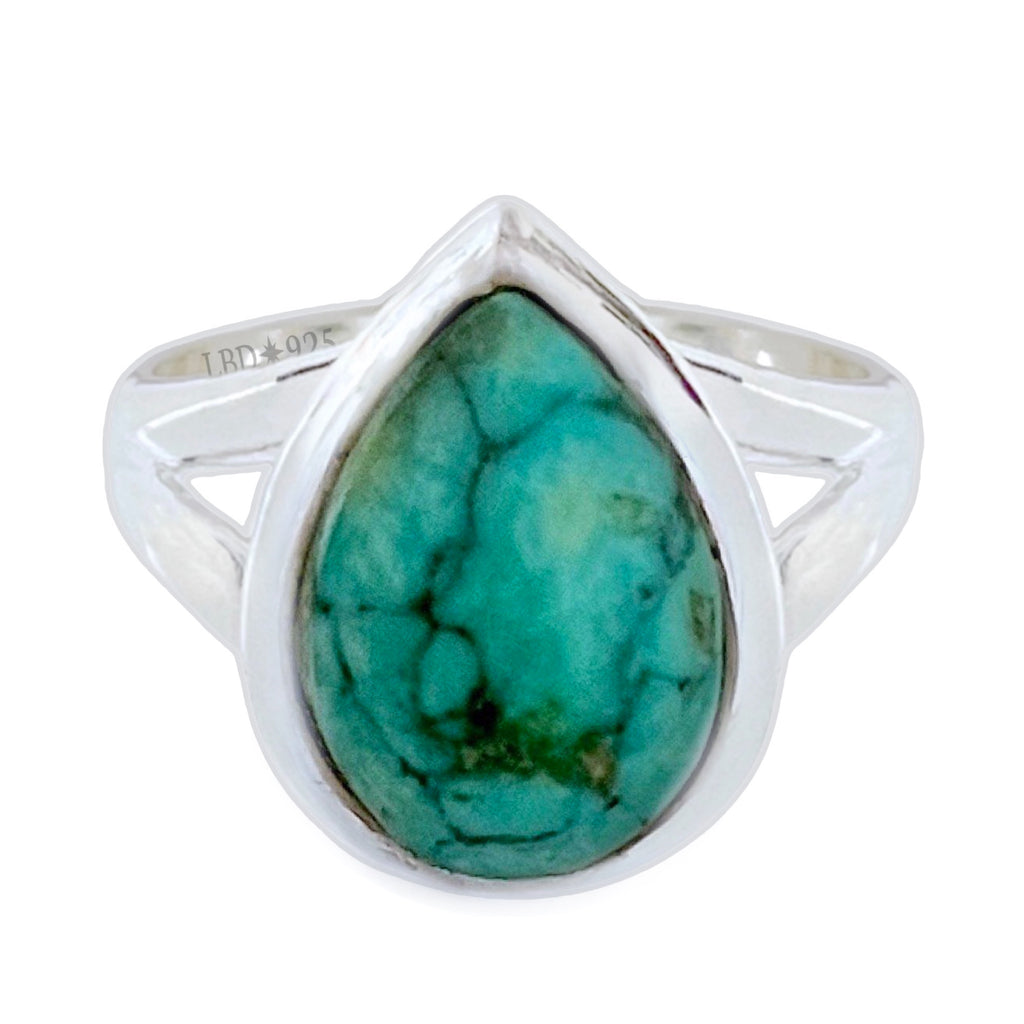 Laihas Classic Chic Raindrop Turquoise Ring Gemstone Sterling Silver Ring Laihas Bohemian Dreaming -L.B.D