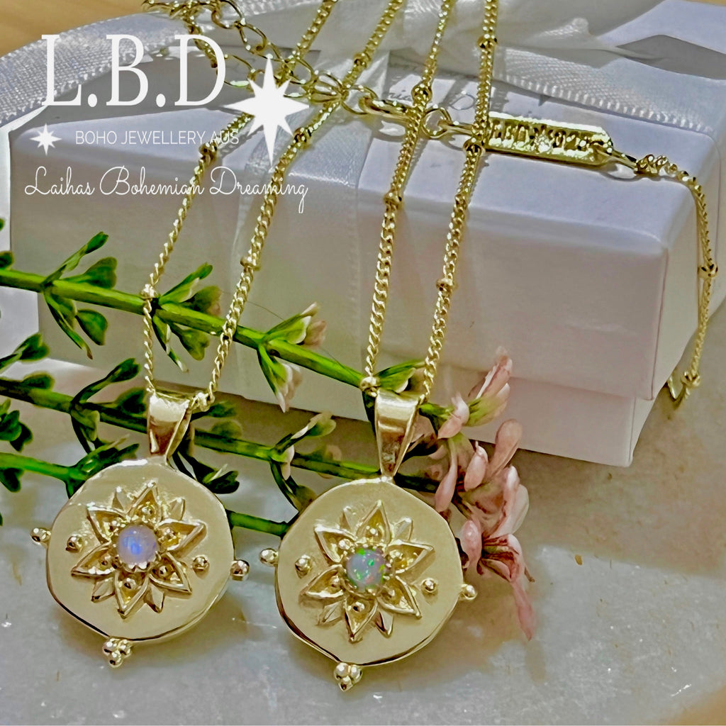 Intricate Vera May Gold Boho Necklace- Gold Opal Necklace Gold Gemstone Necklace Laihas Bohemian Dreaming -L.B.D