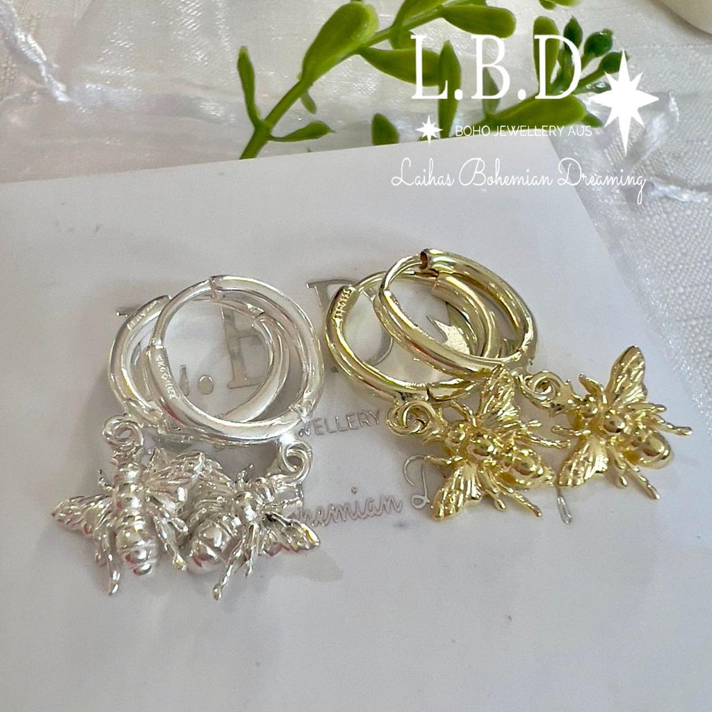 Laihas Gold Bee Boho Hoop Earrings. Gold Earrings Laihas Bohemian Dreaming -L.B.D