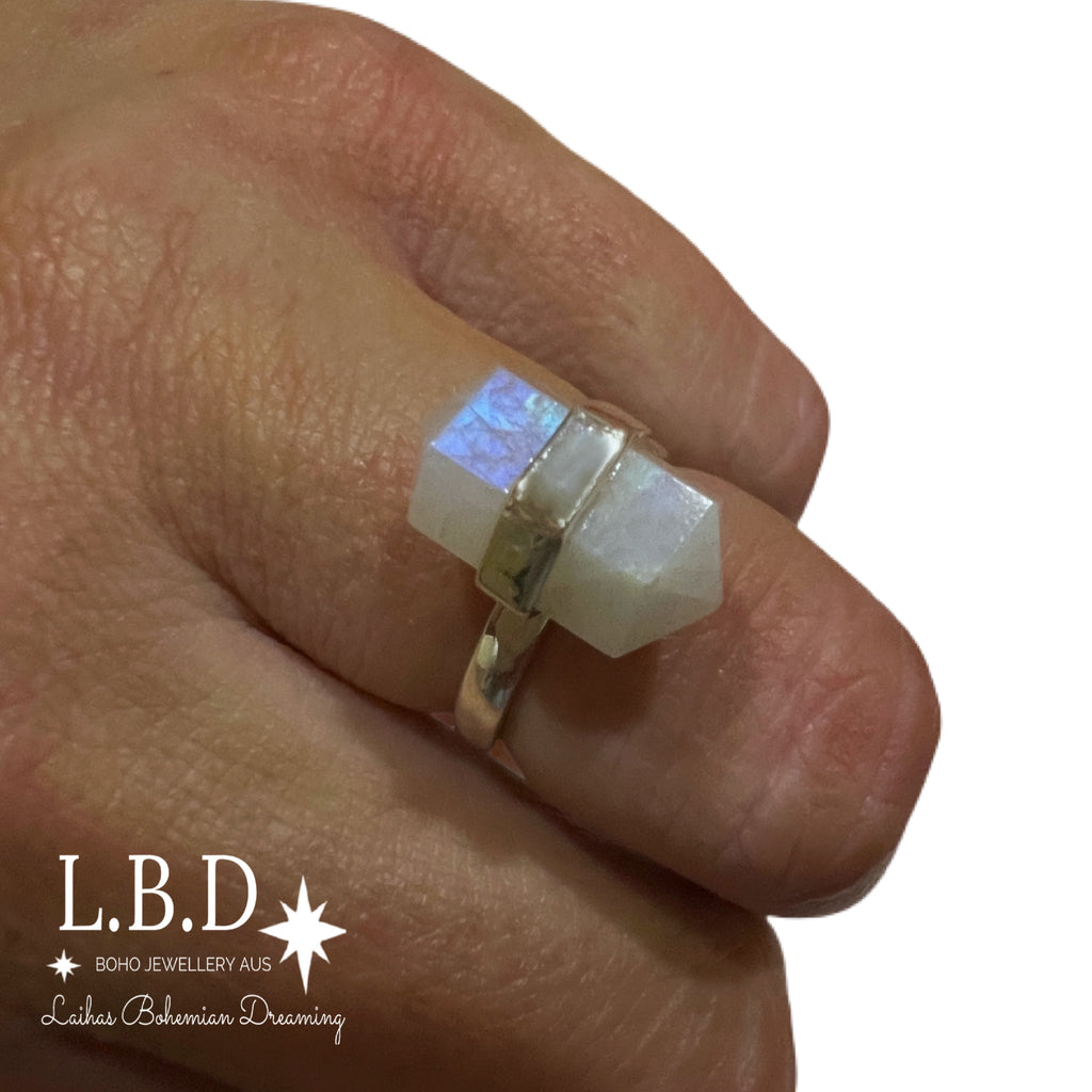 Laihas Crystal Kindness Moonstone Ring Gemstone Sterling Silver Ring Laihas Bohemian Dreaming -L.B.D