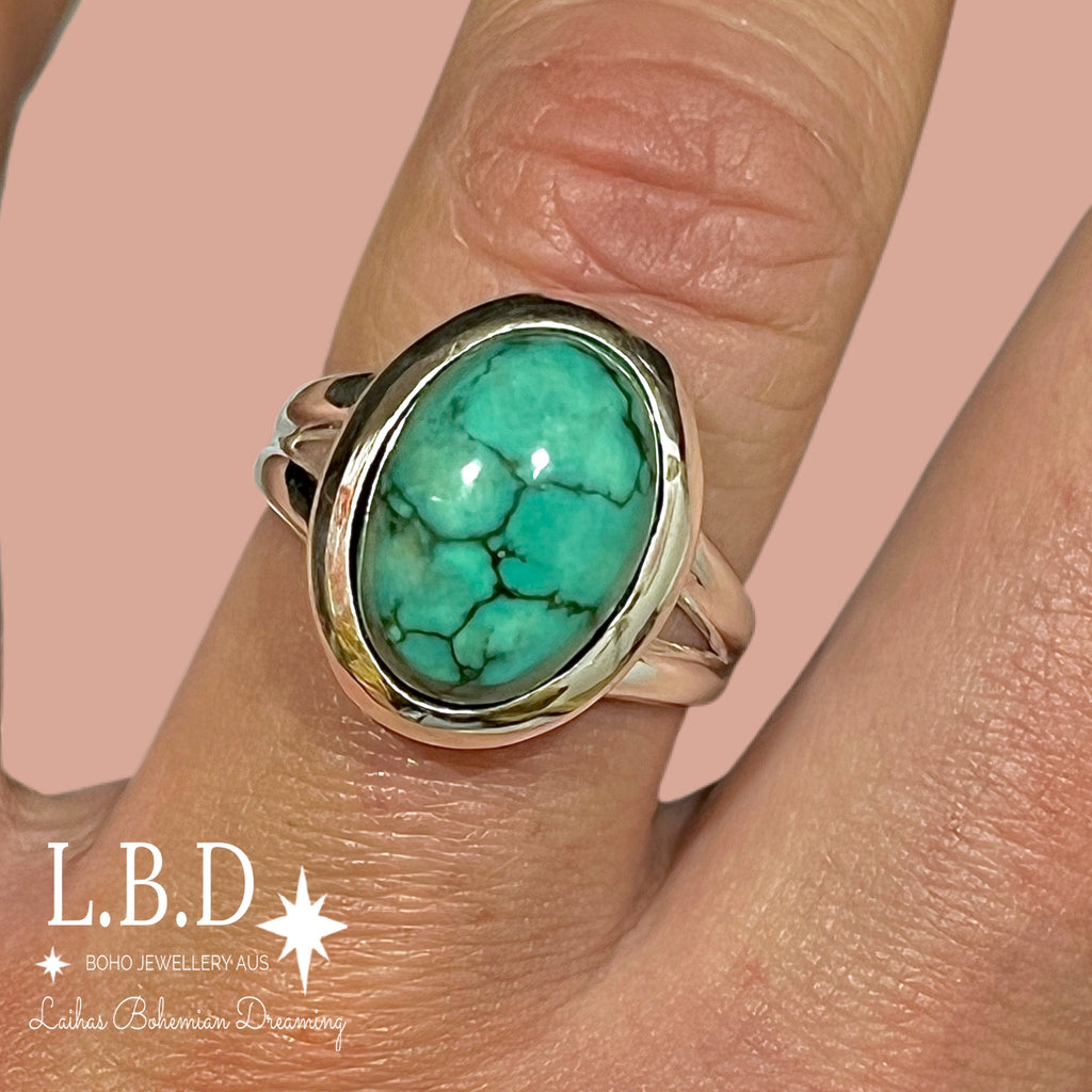 Turquoise Ring -Gemstone Sterling Silver Ring -Laihas Bohemian Dreaming -L.B.D