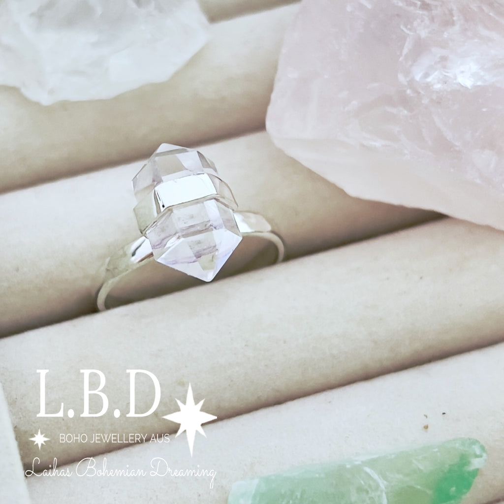 Laihas Crystal Kindness Clear Quartz Ring Gemstone Sterling Silver Ring Laihas Bohemian Dreaming -L.B.D