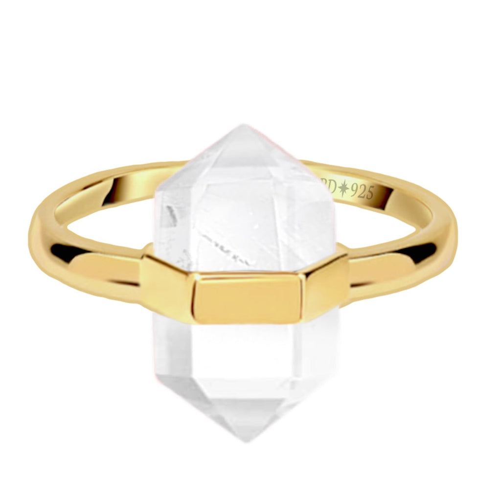 Laihas Gold Crystal Kindness Clear Quartz Ring Gemstone Gold Ring Laihas Bohemian Dreaming -L.B.D