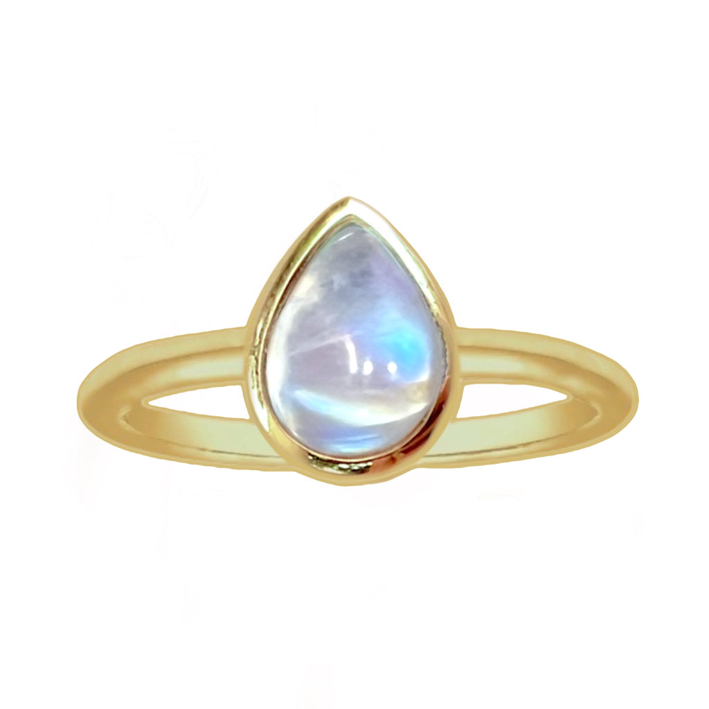 Laihas Mini Tearing Spirit Gold Moonstone Ring Gemstone Gold Ring Laihas Bohemian Dreaming -L.B.D