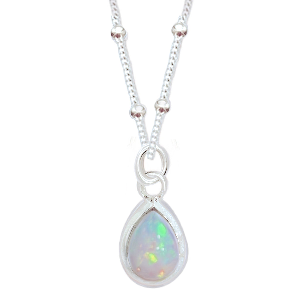 Laihas Classic Chic Raindrop Opal Necklace Gemstone Sterling Silver necklace Laihas Bohemian Dreaming -L.B.D