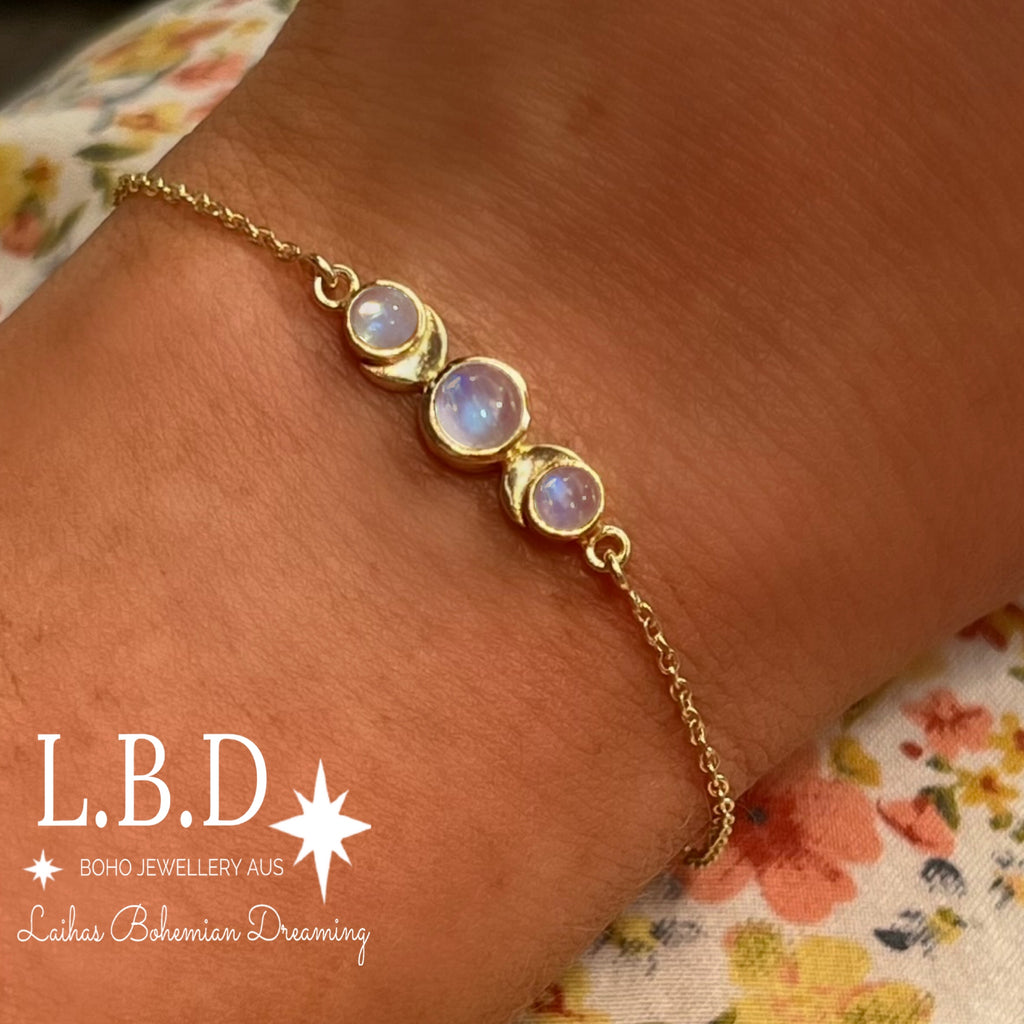 Laihas Moon Tribe Gold Moonstone Bracelet Gold Gemstone bracelet Laihas Bohemian Dreaming -L.B.D