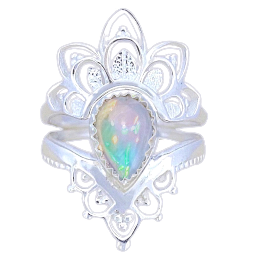 Laihas Daisly Boho Genuine Opal Ring Set Gemstone Sterling Silver Ring Laihas Bohemian Dreaming -L.B.D