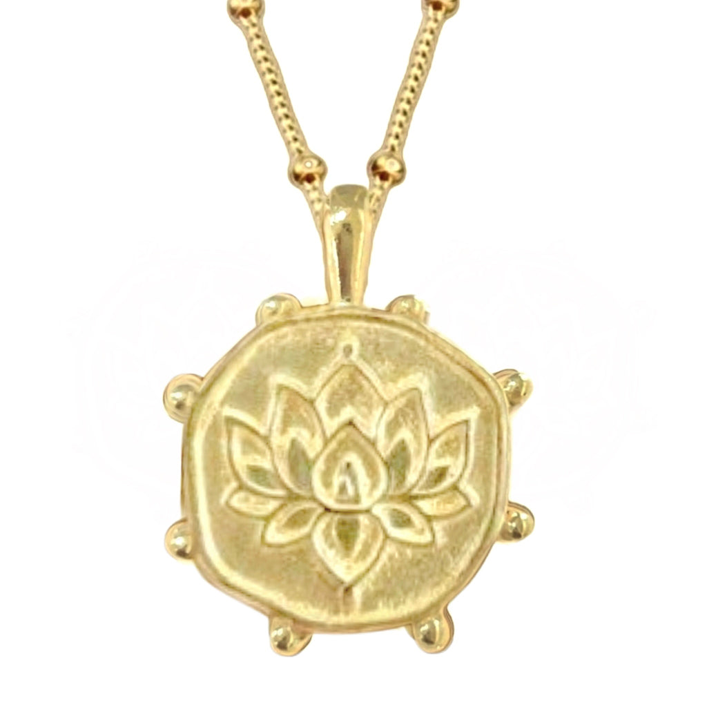 Laihas Perfectly Imperfect Lotus Flower Gold Necklace Gold Necklace Laihas Bohemian Dreaming -L.B.D