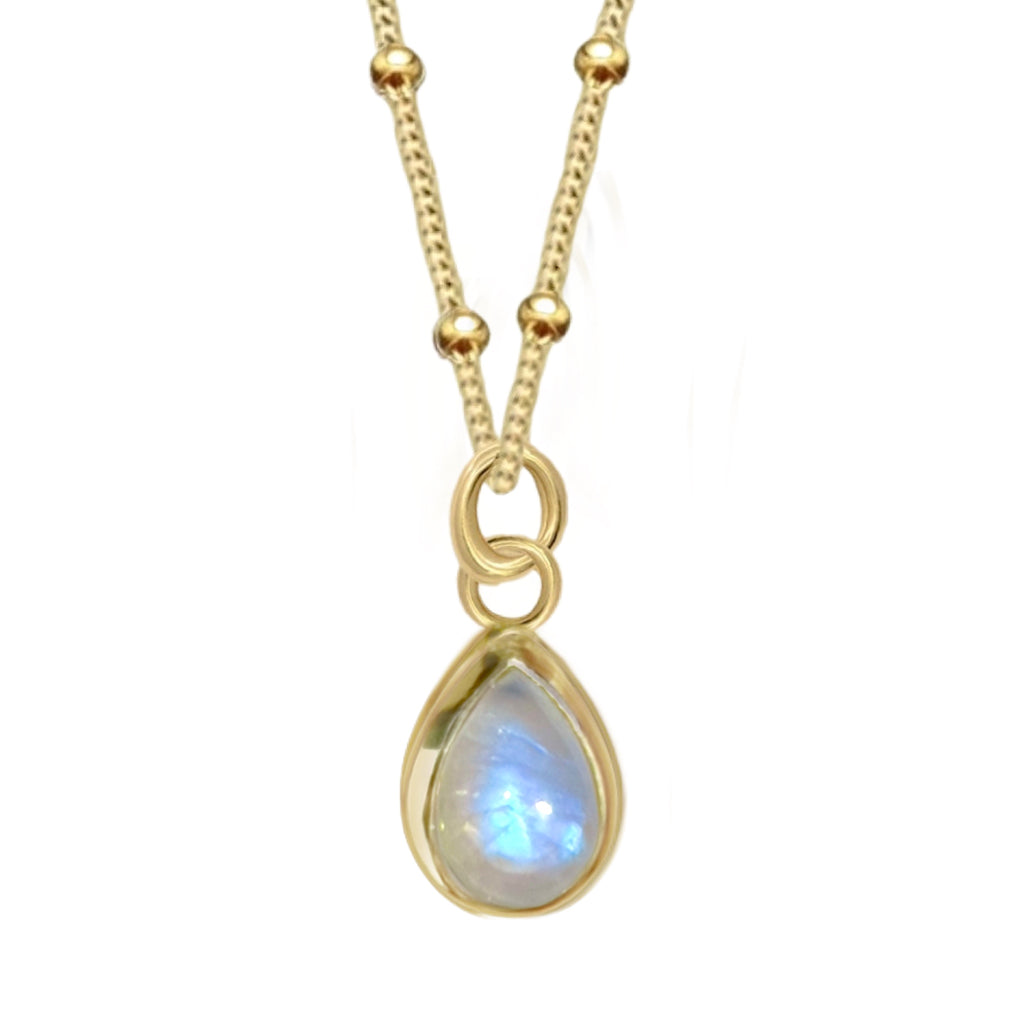 Laihas Mini Classic Chic Gold Moonstone Necklace Gold Gemstone necklace Laihas Bohemian Dreaming -L.B.D