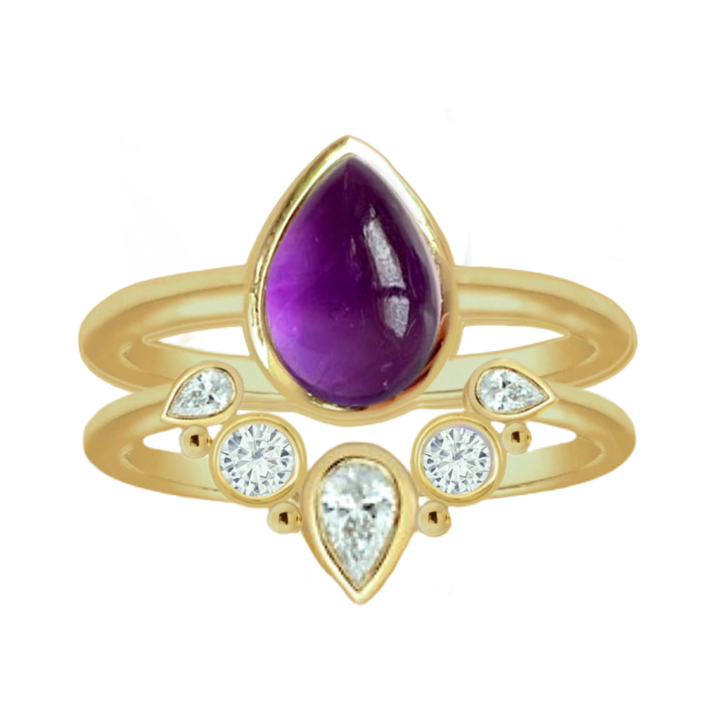 Laihas Queen Of Cups Gold Topaz and Amethyst Ring Set Gold gemstone Ring Laihas Bohemian Dreaming -L.B.D