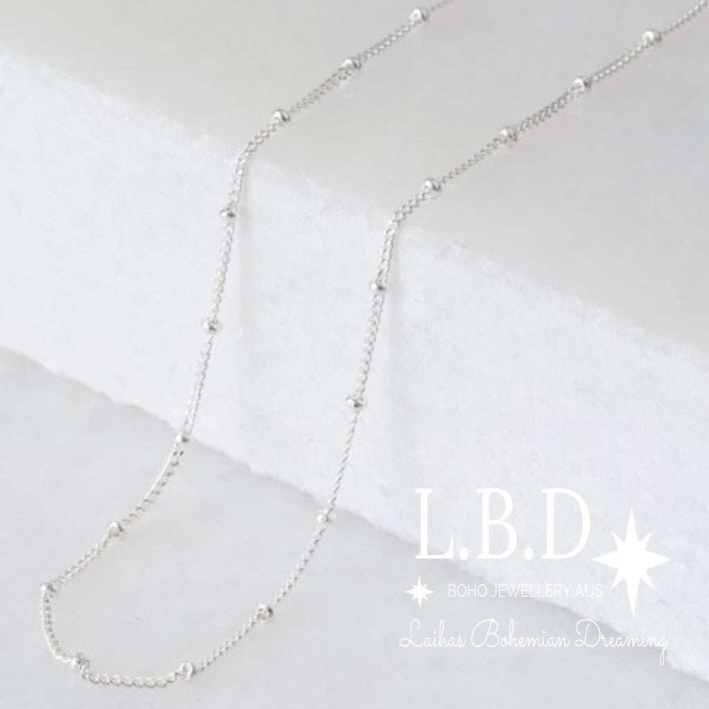 Laihas Satellite Sterling Silver Ball Chain Necklace Sterling Silver Necklace Laihas Bohemian Dreaming -L.B.D