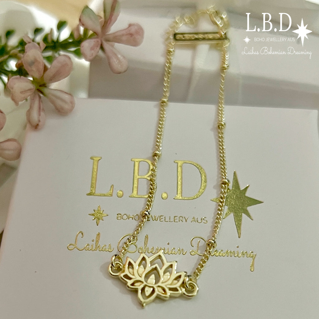 Laihas Lotus Flower Gold Bracelet Gold Bracelet Laihas Bohemian Dreaming -L.B.D