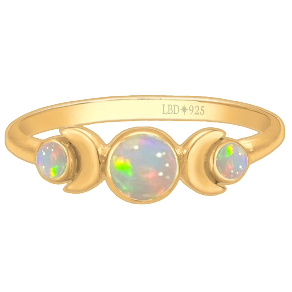 Laihas Moon Tribe Crystal Gold Opal Ring Gold gemstone Ring Laihas Bohemian Dreaming -L.B.D