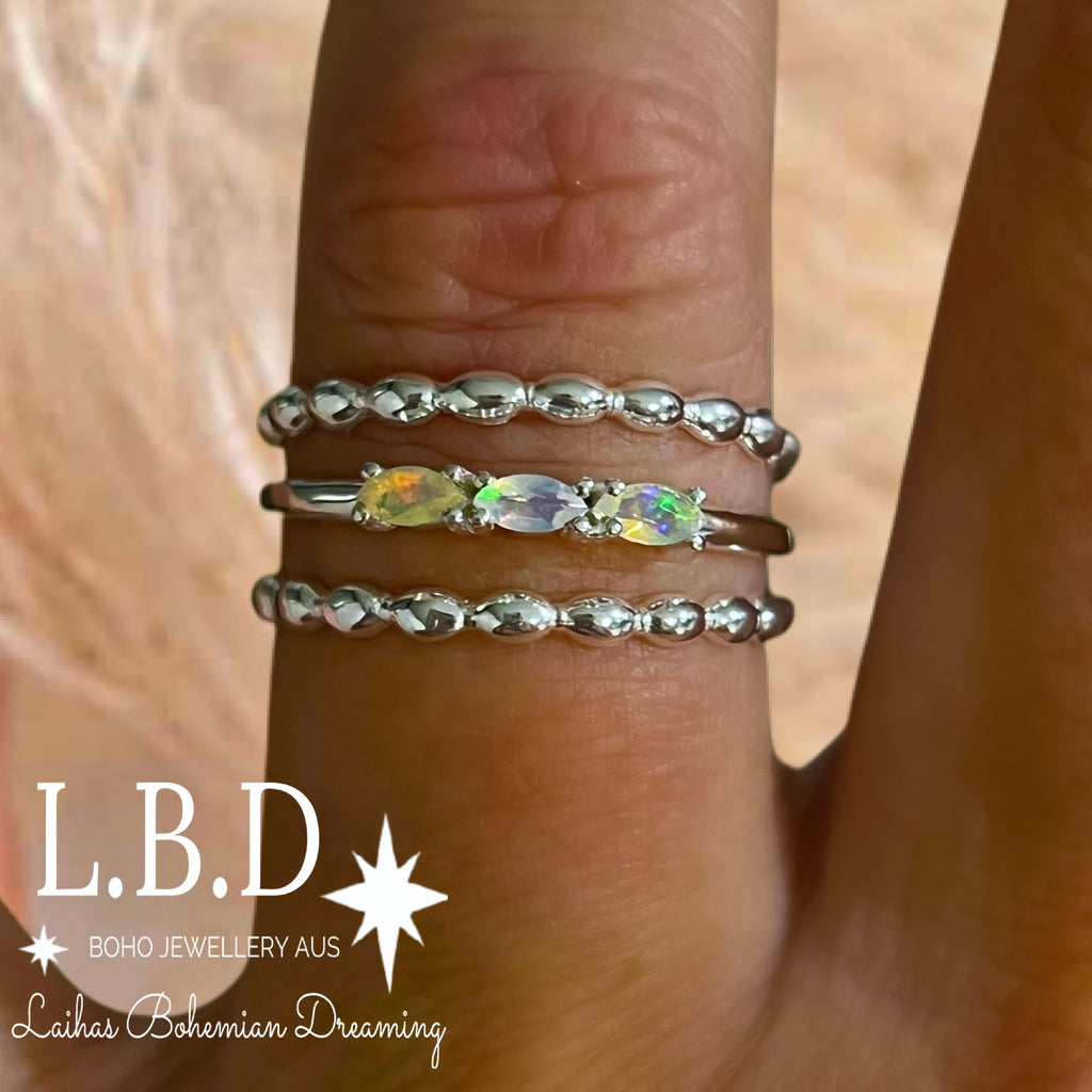 Laihas Three Of Cups Opal Ring Set Gemstone Sterling Silver Ring Laihas Bohemian Dreaming -L.B.D