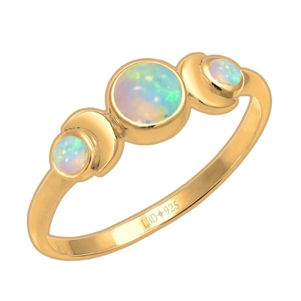 Laihas Moon Tribe Crystal Gold Opal Ring Gold gemstone Ring Laihas Bohemian Dreaming -L.B.D