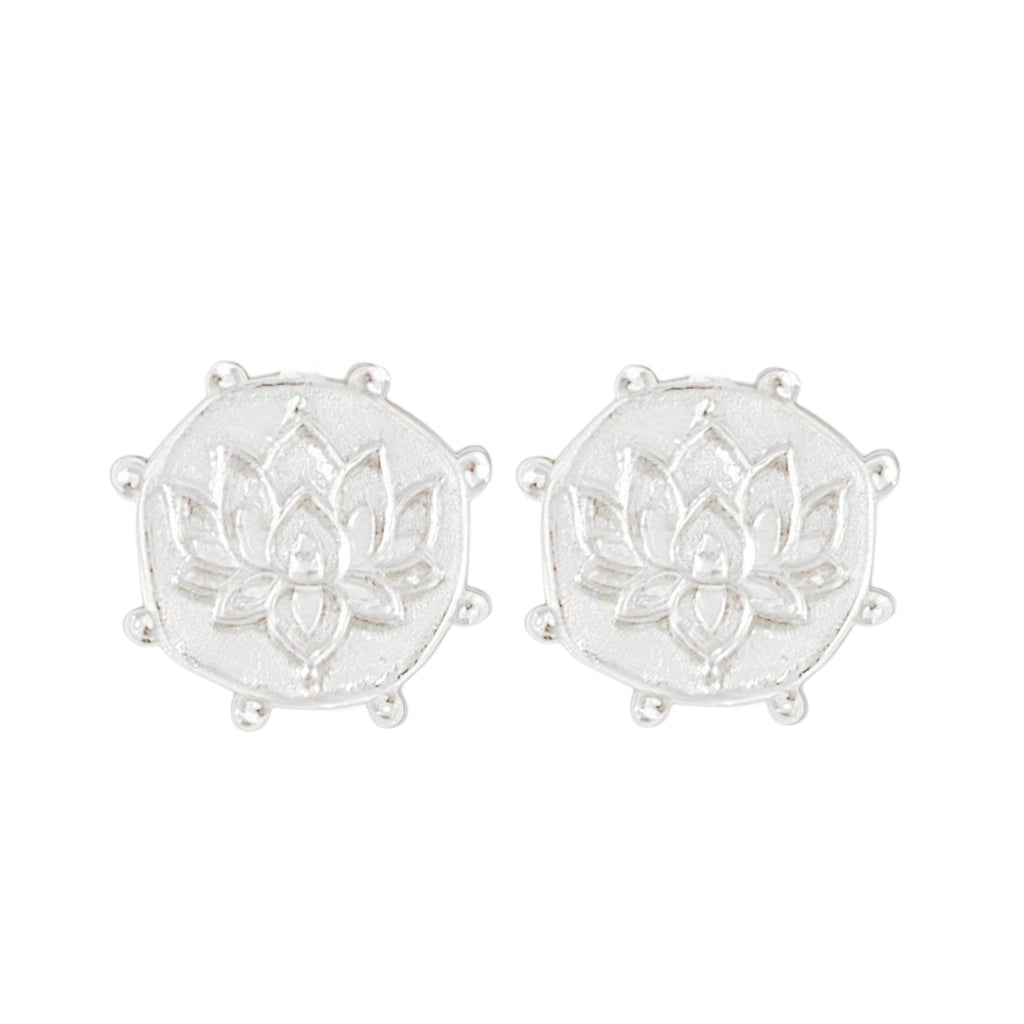 Laihas Perfectly Imperfect Lotus Flower Stud Earrings- Sterling Silver Sterling Silver Earrings Laihas Bohemian Dreaming -L.B.D