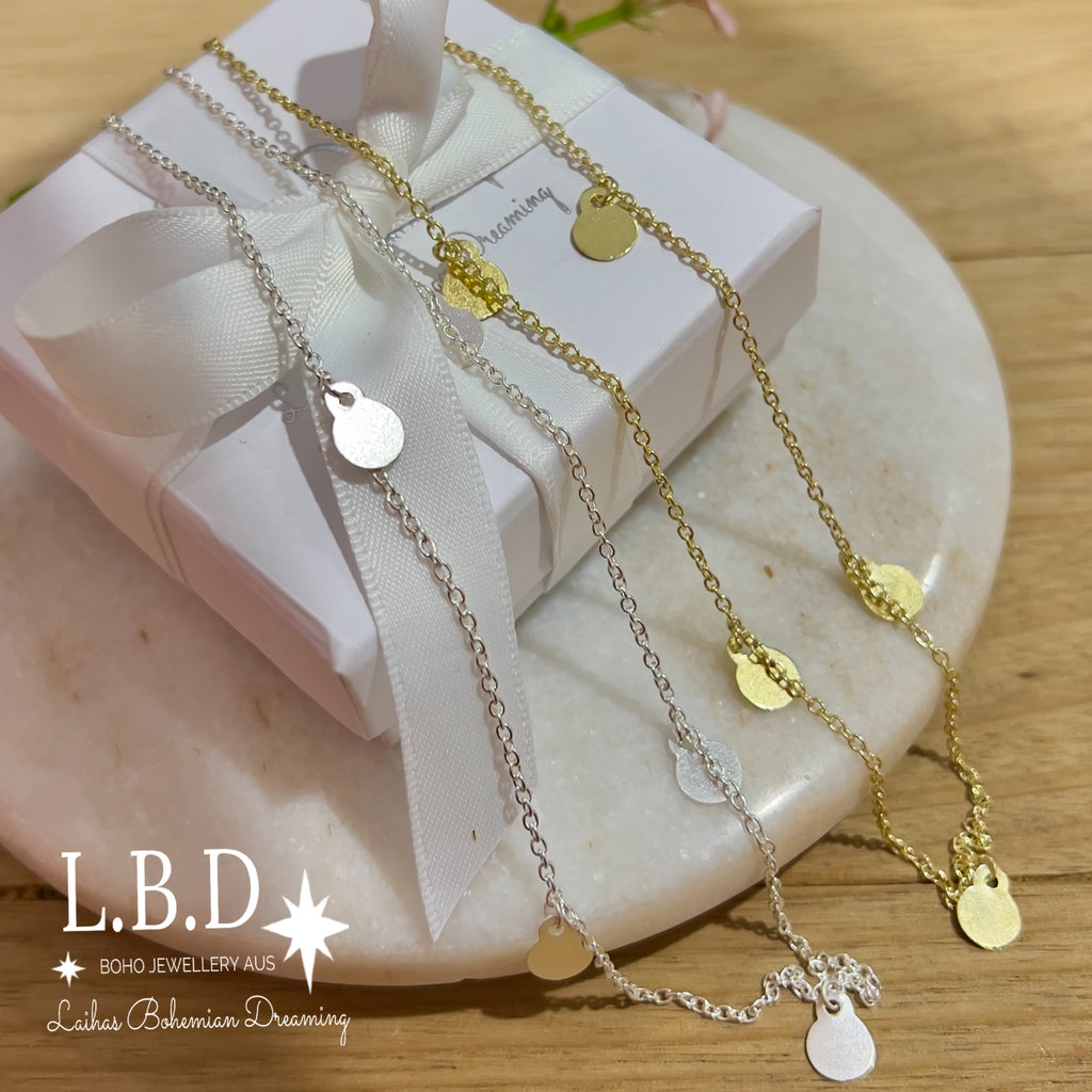 Laihas Gold Round Disk Choker Necklace Gold Necklace Laihas Bohemian Dreaming -L.B.D