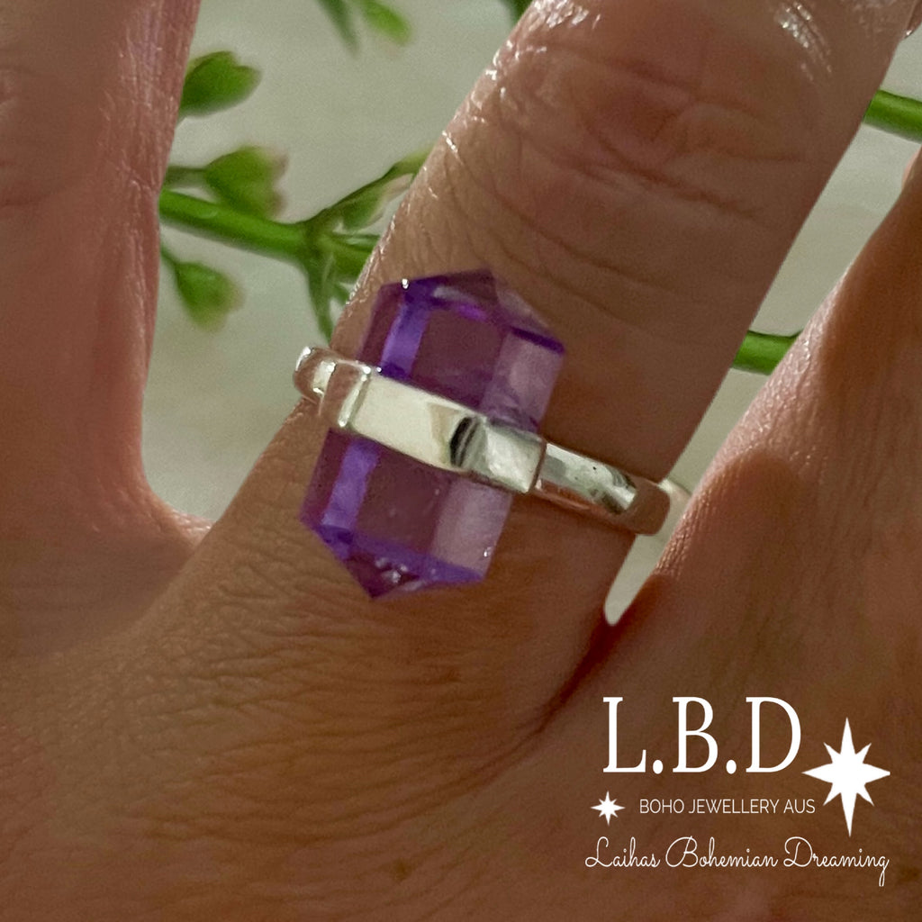 Laihas Crystal Kindness Amethyst Ring Gemstone Sterling Silver Ring Laihas Bohemian Dreaming -L.B.D