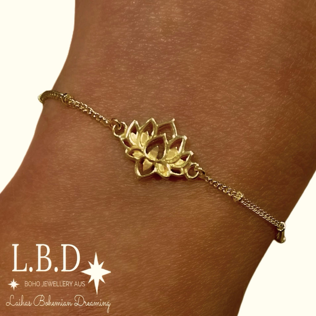 Laihas Lotus Flower Gold Bracelet Gold Bracelet Laihas Bohemian Dreaming -L.B.D