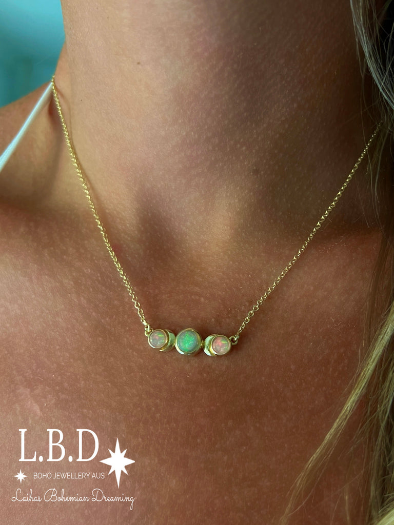 Laihas Moon Tribe Gold Opal Necklace Gold Gemstone Necklace Laihas Bohemian Dreaming -L.B.D