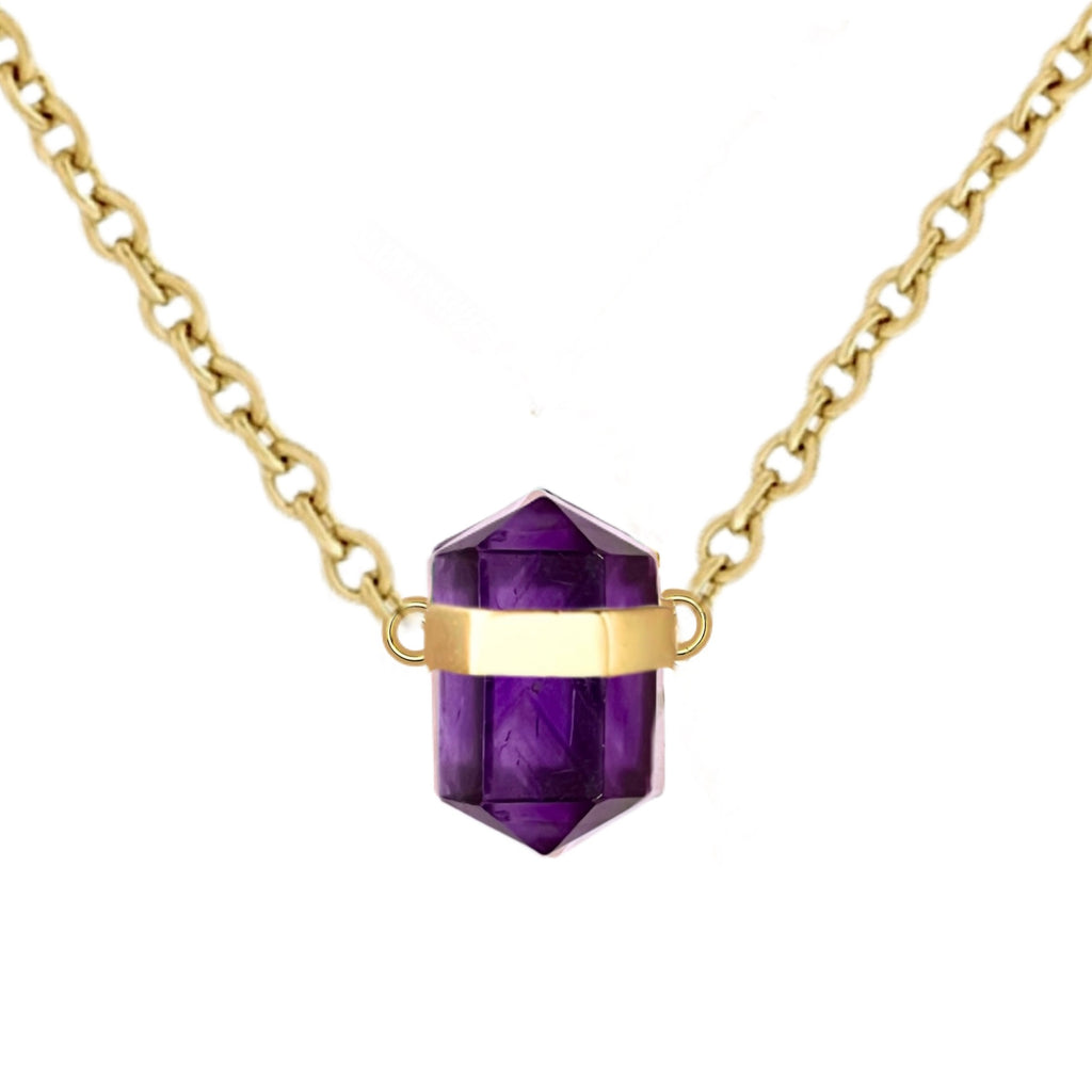 Laihas Crystal Kindness Gold Amethyst Necklace Gold Gemstone Necklace Laihas Bohemian Dreaming -L.B.D