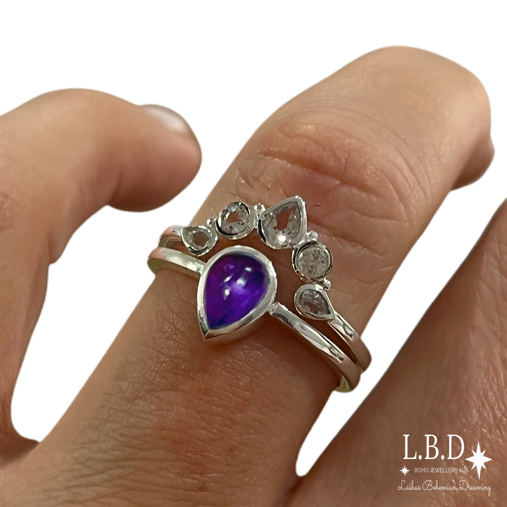 Laihas Queen Of Cups Topaz and Amethyst Ring Set Gemstone Sterling Silver Ring Laihas Bohemian Dreaming -L.B.D