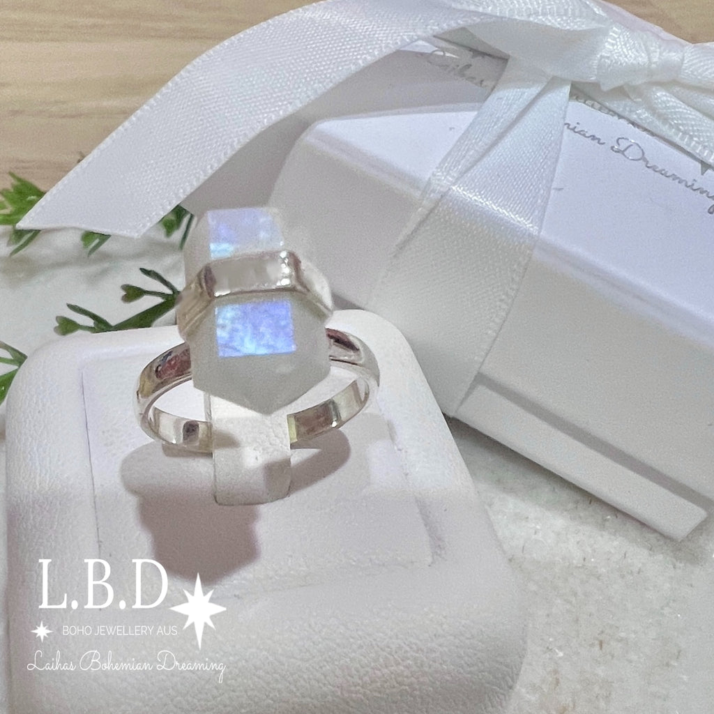 Laihas Crystal Kindness Moonstone Ring Gemstone Sterling Silver Ring Laihas Bohemian Dreaming -L.B.D